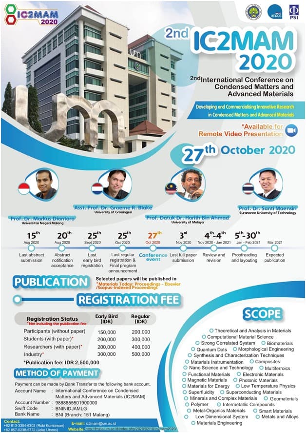 Fisika UM Selenggarakan IC2MAM 2020
