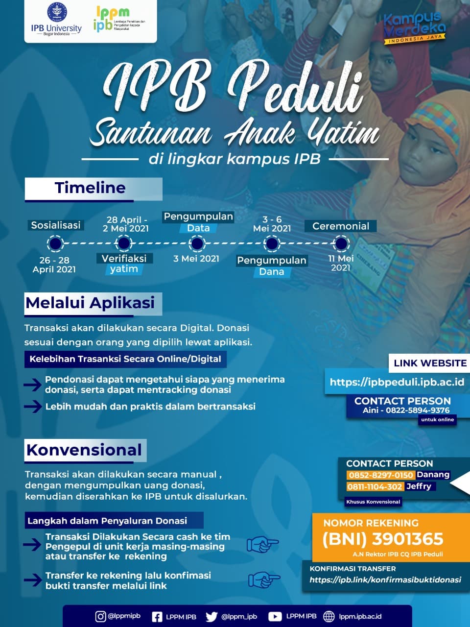 Donasi Santunan Anak Yatim/Dhuafa IPB University Kini Lewat Aplikasi Digital, Bisa Dilacak dan Tepat Sasaran